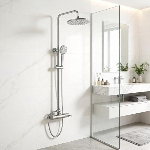 Columna de Ducha, YOOZENA Columna Ducha con grifo, Completo con Aceros inoxidables ducha lluvia 23 CM