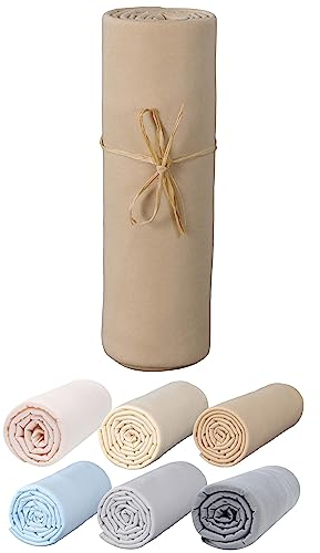 P'tit Basile - Baby Jersey Spannbettlaken 70x140 cm - Spannbetttüch 100% Bio-Baumwolle - Cappuccino - Stretch-Bettlaken mit Gummizug rundum - Zertifiziert ohne Schadstoffe - Krippen, Babykörbe