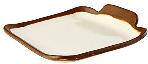 APS 84567 Teller CROCKER, 14 x 13 cm, Höhe 2,5 cm, Melamin, creme mit braunem Rand