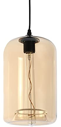 LUSSIOL Luminaria Soho, suspensión de vidrio ahumado, 40 W, naranja, ø 28 x H 18 cm, ámbar