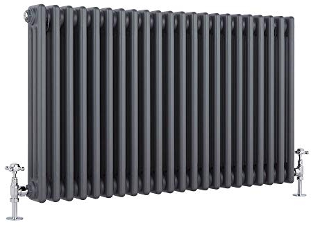 Milano Windsor Anthracite Cast Iron Style Horizontal Triple Column Radiator - 600mm x 1010mm