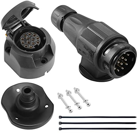 DARKGUARD 13pin Trailer Plug Socket Kit 12v with Waterproof Seal,13pin Female Trailer Connector Adapter for Camion Towbar (DG13S13PWS)
