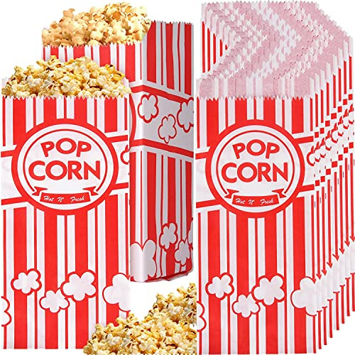 200 Paper Popcorn Bags, 1 Ounce Popcorn Bags, Single Serve Popcorn Bags for Popcorn Maker, Bulk Corn Bag