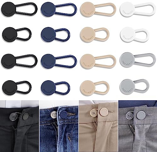 YUANHANG Pants Waist Button Extender: 16Pcs Button Extenders for Jeans - Women Men Pants Waist Extenders - Pants Waist Extension 1/1.3 Inches - 5 Colors Pant Waistband Expander
