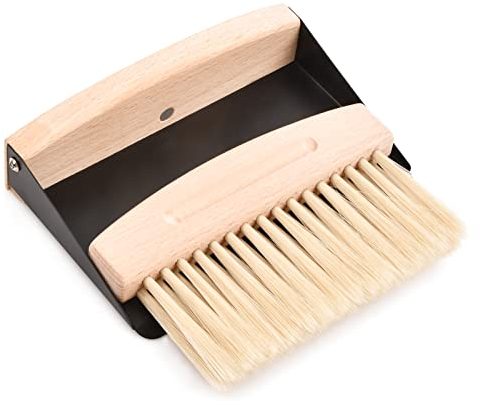 Mini-Kehrschaufel und Besen-Set aus Nylonwolle Magnetisches Reinigungsset für Besen und Kehrschaufel Tragbare Hand-Tischbürste aus Holz zum Reinigen der Tischplatte, Staub und Schmutz