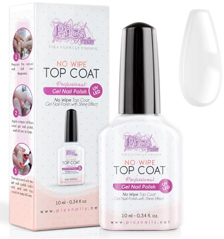 Top Coat Semipermanente UV/LED 10 ml - Top Coat NO WIPE Smalto in Gel Sigillante Unghie Senza Strato di Dispersione, Incrementa la durata e dona un Effetto Lucido a Gel Color, Acrygel, Semipermanenti
