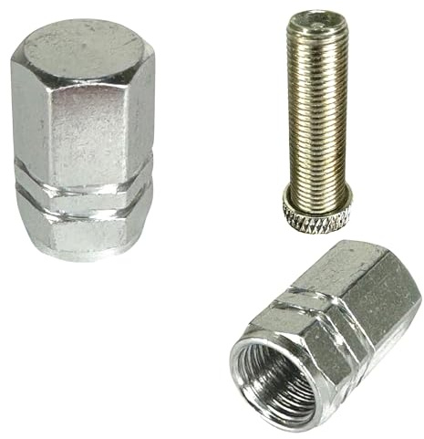 Fantic26 Fahrrad Alu Ventildeckel Ventilkappen AV Auto/Schrader Ventil für I MTB I Ebike I Gabel I Dämpfer I Motorrad 1Paar (2 Stück) (Silber)