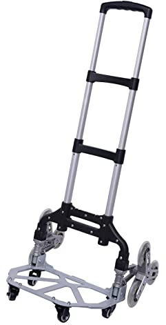 LANNADD Diable d'escalier pliable à 6 roues - En aluminium - Convient pour la manipulation de marchandises et de courses