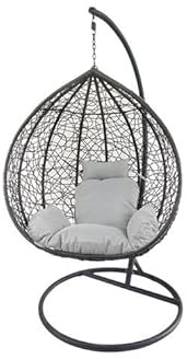 COSE DA CASA Poltrona a dondolo sospesa con cuscini sedia pensile per patio giardino terrazzo Poly Rattan Per Interno Esterno Ovetto Portata 130 Kg