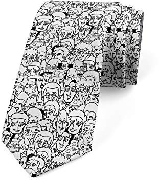 Cravatta con personaggi dei fumetti, 9,4 cm, grigio antracite e bianco, Come nella foto, Taglia unica