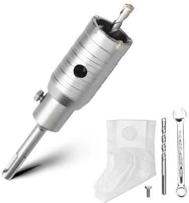 Set corona di perforazione da 45 mm con adattatore SDS plus 110 mm e punta di centraggio 8 x 110 mm, corona di perforazione con attacco per muratura e calcestruzzo