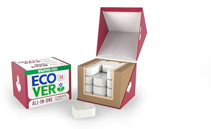 Ecover All-in-One Dishwasher Tablets, Contains Salt & Rinse Aid, Power Cleaning, Mandarin and Lemongrass Scent, Pack of 1, 24 Tablets