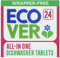 Ecover All-in-One Dishwasher Tablets, Contains Salt & Rinse Aid, Power Cleaning, Mandarin and Lemongrass Scent, Pack of 1, 24 Tablets