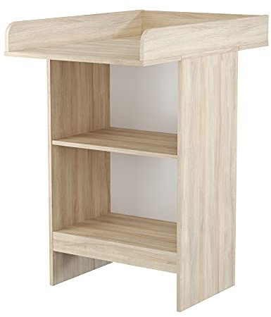 Shefa Kids Wickelkommode 602 Ulme-Weiß - Abnehmbare Wickelauflage, Kommode mit offenem Stauraum, 104,6 x 60 x 88,1 cm