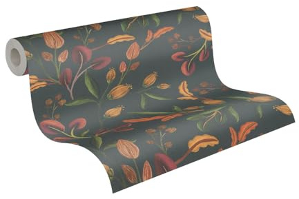 Livingwalls Anna D'Andrea papier peint intissé Floral 10,05 m x 0,53 m - vert, rouge, noir - papier peint lisse - 782112
