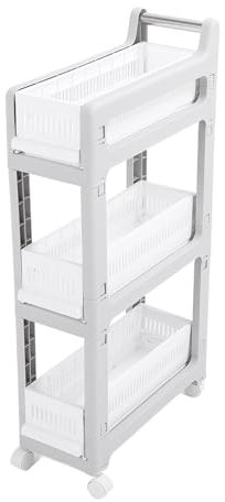 Riuulity Chariot d'utilité Roulante avec Mouvement Flexible, Paniers de Tiroir Coulissants, Ample Espace, Assemblage Facile, Solution de Stockage Polyvalente, Roues Rotatives à 360 (3 Niveaux)