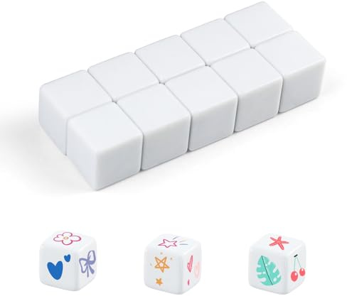 QUTHZZHY Dadi bianchi vuoti, cubi vuoti arrotondati, 22 mm, 6 lati, adesivi fai da te, per giochi da tavolo, fai da te (22 mm, 10 pezzi)
