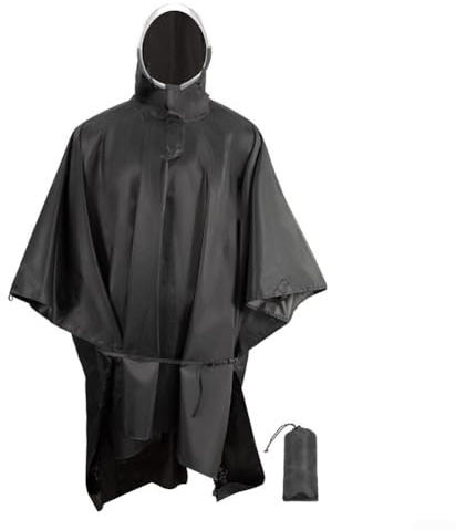 Chaqueta impermeable multifuncional 3 en 1 para senderismo, ciclismo y pesca, con nailon impermeable 70D 240T Ripstop, cintura resistente al viento y bolsa de almacenamiento compacta (sin mangas