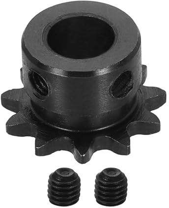QUARKZMAN #25 kedjehjul 10 mm hål 25,5 mm ytterdiameter 11 tänder kolstål C45 ANSI #25 drev runda hål med låsskruvar för ISO 04C-kedja svart