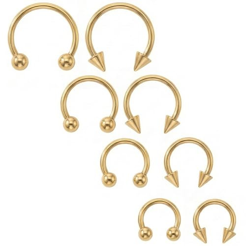 HaiFafafaing 8pcs Septum Piercing Jewellery 16g Horseshoe Rings Surgical Steel Horseshoe Septum Ring Hoop Lip Rings Nose Piercing