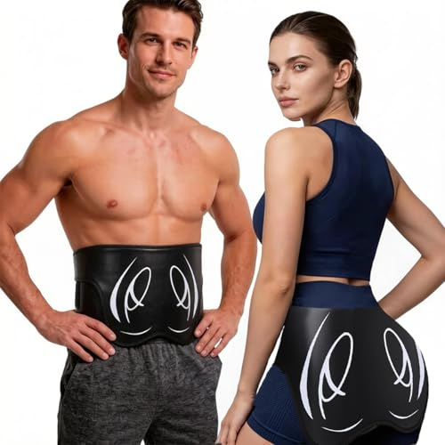 EMS Muscle Stimulator,Abs Trainer,EMS butt trainer,Abdominal Trainer with 8 Modes 19 Levels for Shaping,Ab Trainer Belt for men and women,ABS Stimulator with Extra Extension Strap (Black)