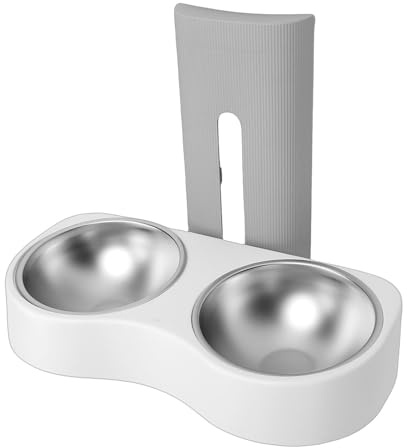 Zerodis Bol de Produits Quotidiens pour Chat en Acier Inoxydable, Hauteur Réglable, Conception Anti-basculement avec 2 Bols pour Chiens, Chats, Chiots, Nourriture et Eau, Alimentation Murale pour