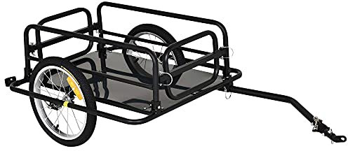 HOMCOM Bike Trailer Cargo in Steel Frame, Extra Bicycle Storage Carrier with Hitch (Black)