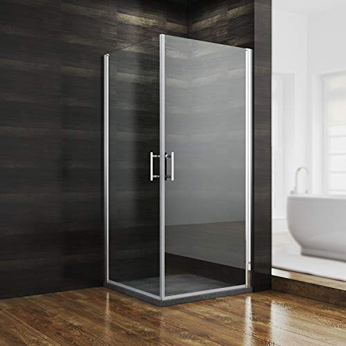 70x70x185 cm duschkabin ramlös nisch svängdörr duschvägg äkta glas (6 mm ESG)