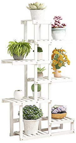 Bianca Scala Portavasi Scaffali Porta Piante Fiori da Interni Esterno Giardino in Legno Supporti per Piante Fioriera Vaso Scaffale Patio Balcone Espositore Decorativa