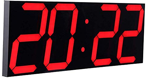 CHKOSDA LED Digitale Uhr Große Wanduhr mit 18-Zoll-LED-Anzeige, Countdown-Uhr mit 8 einstellbaren Helligkeiten, 16 Alarm einstellen, 12/24-Stunden-Anzeige, Temperatur- und Kalenderanzeige (Rot)
