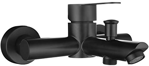 Tecmolog Mitigeur Bain Acier Inoxydable Robinetterie Baignoire 2 Trous Robinet Baignoire Noir Chaud et Froid, SNA516B