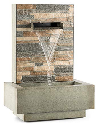 blumfeldt Watergate Grey Edition - Fontaine de Jardin décorative, Intérieur et extérieur, Circulation de 1000 L/h, Pompe de 15 W, Métal galvanisé, Protection IPX8, Câble de 10m, Gris