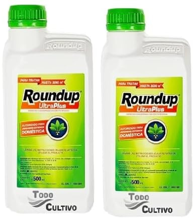 Todo Cultivo Herbicida Total glifosato 36% Flower1 Litro. (2x500 ml. Tratamiento válido para 60 litros de Agua). Herbicida liquido Concentrado sin Efecto Residual.