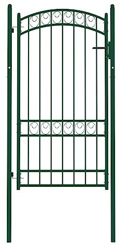 vidaXL Cancello per Recinzione ad Arco in Acciaio 100x175 cm Verde