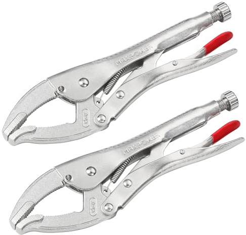 MAXPOWER Locking Pliers, 10-inch Curved Jaw Locking Plier Set, Adjustable Opening Maximum Capacity 2.5/65mm, Large Jaw Locking Pliers, 2 Pack