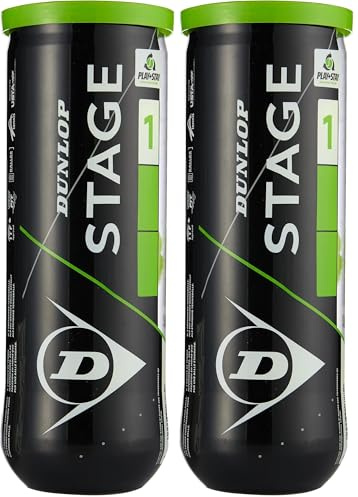 Dunlop Dunlop Tennisball Stage 1 Green - für Kinder & Anfänger im Großfeld (1x3er Dose) (Packung mit 2)