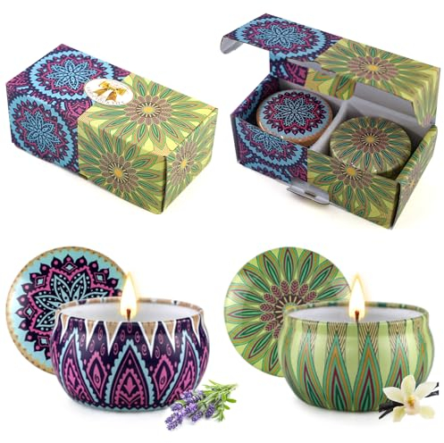 Yinuo Mirror Geschenke für Frauen, 2 * 70g Duftkerzen Geschenkset für Frauen, Sojawachs Aromatherapie Kerzen für Muttertag,Weihnachten,Geburtstag, Valentinstag, Bad, Yoga