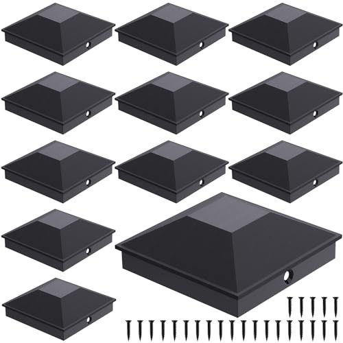 Goovilla 4x4 Post Caps Black(Actual 3.5 x 3.5), 12 Pack with 24 Screws