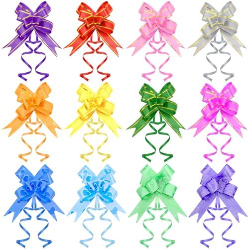 Cisolen 120 Stück Schleifen Geschenkschleife Geschenkschleifen Ziehschleifen Geschenkverpackungen Schleife Geschenk für Geburtstag Geschenkkorb Blumen Party Hochzeit Weihnachten Dekoration