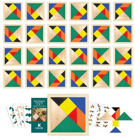 Tangram Infantil Pack 25 Regalos Cumpleaños - Incluye Guía Digital - Detalles y Regalitos para Niños - Rompecabezas y Relleno Piñata