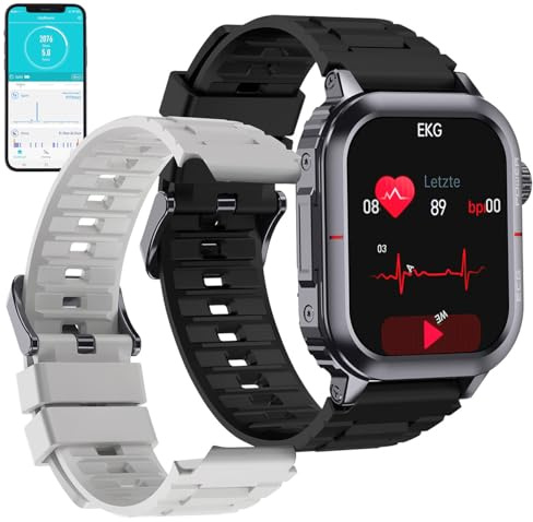 Newgen Medicals Fitnesstracker: Fitness-Smartwatch mit EKG-, Herzfrequenz- und Blutdruck-Anzeige (Uhr mit EKG, Smartwatch mit EKG-Messung, kompatibel mit Apple Watch)