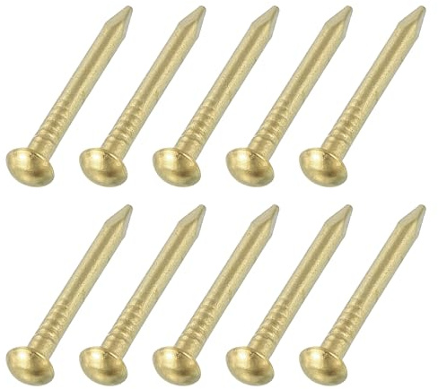 sourcing map 100 chiodi piccoli in ottone, 2 x 20 mm, a testa tonda, per la lavorazione del legno e progetti fai da te, colore: oro