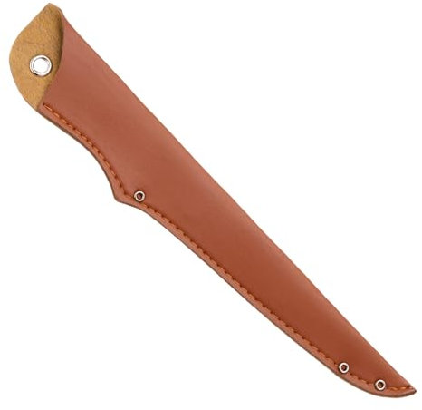 sourcing map Messerabdeckungshülsen, 30 x 5,1 cm, PU-Leder, Kantenschutz, Klingenschutz, Universal-Messerscheide für Zuhause, Küche, Braun