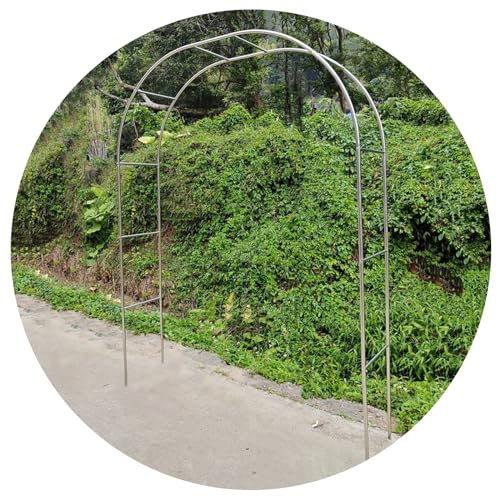 Arco de rosas de jardín de acero inoxidable con base para plantas trepadoras y bodas, 240 cm de altura