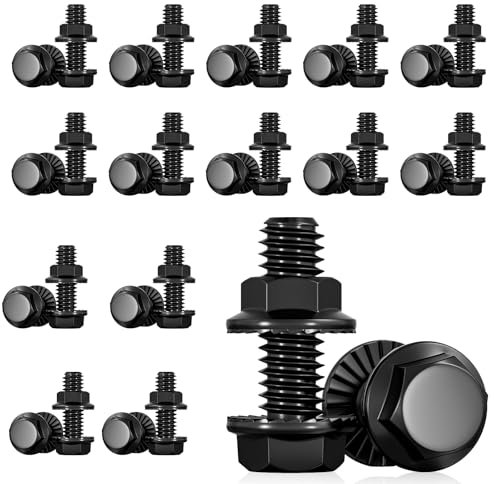 30 Piezas Tornillos de Cabeza Redonda Plana, Tornillos Perno de Carruaje M8X40mm con Tuerca Hexagonal Brida para Construcción Maquinaria Industrial Decoración Hogar (Negro)