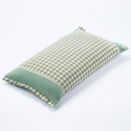 EDMILE Cuscino per il collo rettangolare in grano saraceno per dormire, supporto rinfrescante regolabile in altezza con fodera rimovibile, comfort solido per l'allineamento della colonna vertebrale