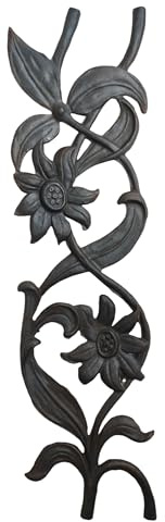 Cast Iron Wall Decor, Ornate Garden Gate Panels, Decorative Metal Art, Unpainted (Floral, Small)