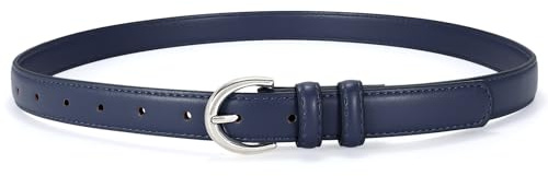 VONMELLI Cintura Donne in Pelle per Pantaloni Jeans Moda Cinture da Donna Skinny per Abiti Cintura Sottile con Fibbia A Un Solo Ardiglione Blu XXL