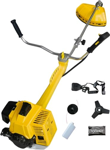 Nemura Débroussailleuse Thermique 63cc avec Système Anti-Vibrations - Livrée avec 1 Bobine, 1 Disque, 1 Harnais, 1 Bidon de mélange et 1 Pochette d'outils - Semi-Professionnelle - Marque Française