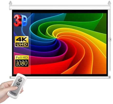 Écran de Projection électrique 60 Pouces (152 cm) et 72 Pouces (182 cm) avec Rapport Hauteur/Largeur 4:3/16:9, motorisé et relevable au Sol, idéal pour Les réunions, l'école, la Maison, Le t